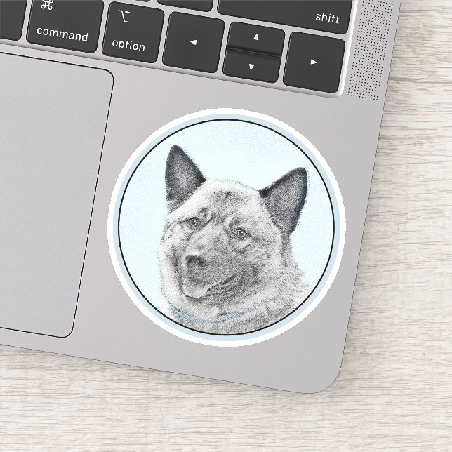 Sticker Peinture norvégienne Elkhound - Art original Chien (Détail)