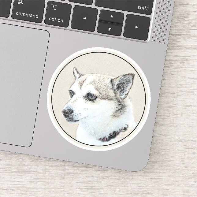 Sticker Peinture norvégienne Lundehund - Art original chie (Détail)
