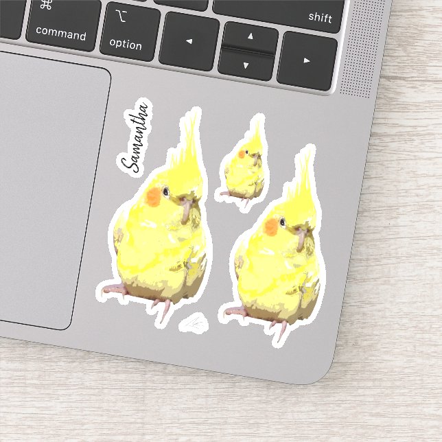 Sticker Peinture réaliste Jaune Cockatiel Customisée (Détail)