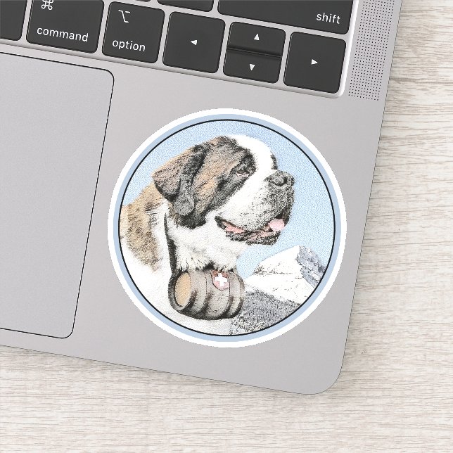 Sticker Peinture Saint Bernard - Cute Original Chien Art (Détail)