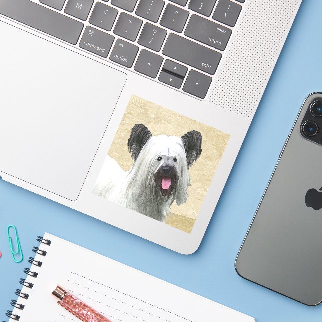 Sticker Peinture Skye Terrier - Cute Original Chien Art (Ordinateur portable avec iPhone)