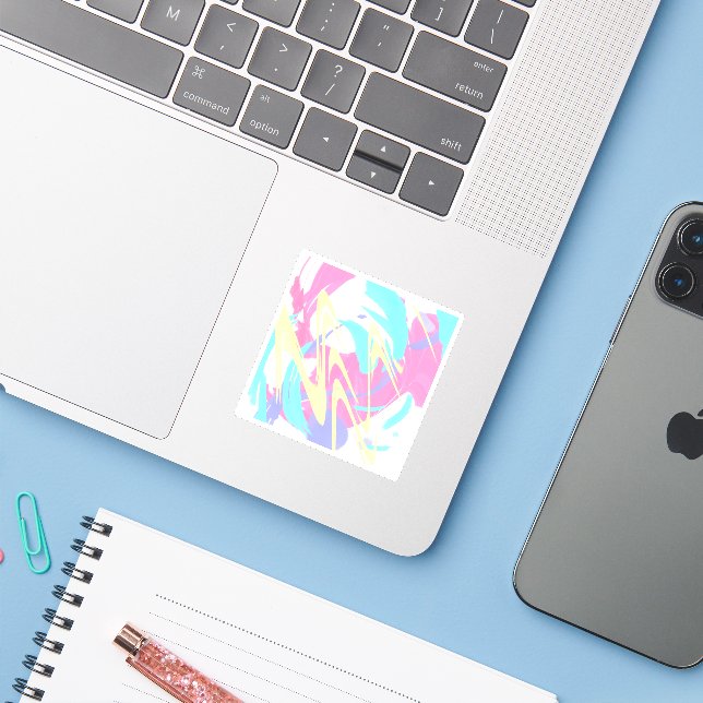 Sticker Peinture Splatter Art Abstrait (Ordinateur portable avec iPhone)