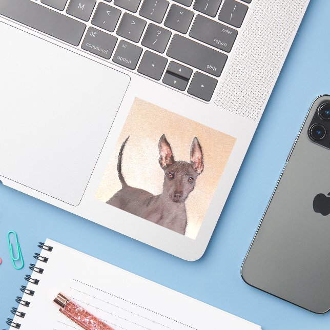 Sticker Peinture Xoloitzcuintli - Cute Original Chien Art (Ordinateur portable avec iPhone)