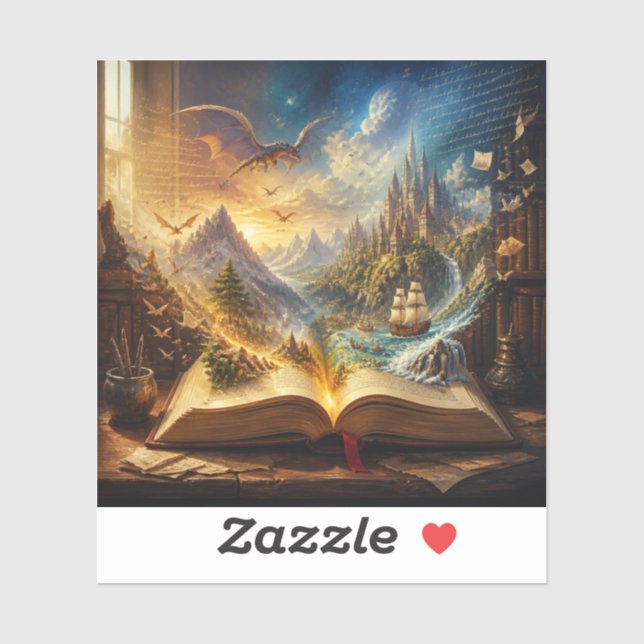 Sticker Peintures d'Aventure de Livre Ouvert.  (Feuille)
