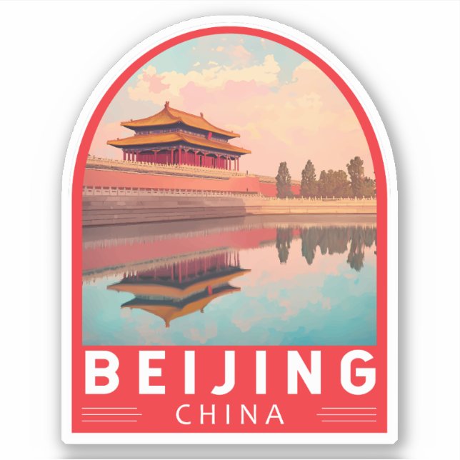 Sticker Pékin Chine Voyage Emblème d'art (Devant)