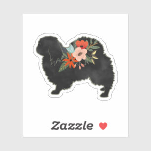 Sticker Pekingese Chien race Boho Floral Silhouette