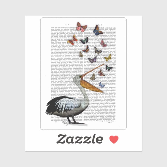 Sticker Pelican & Papillons (Feuille)
