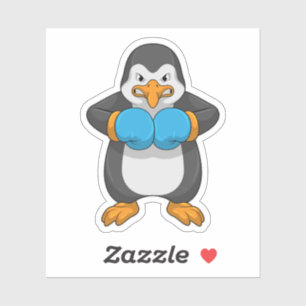 Sticker Penguin at Boxing with Boxing Gloves
