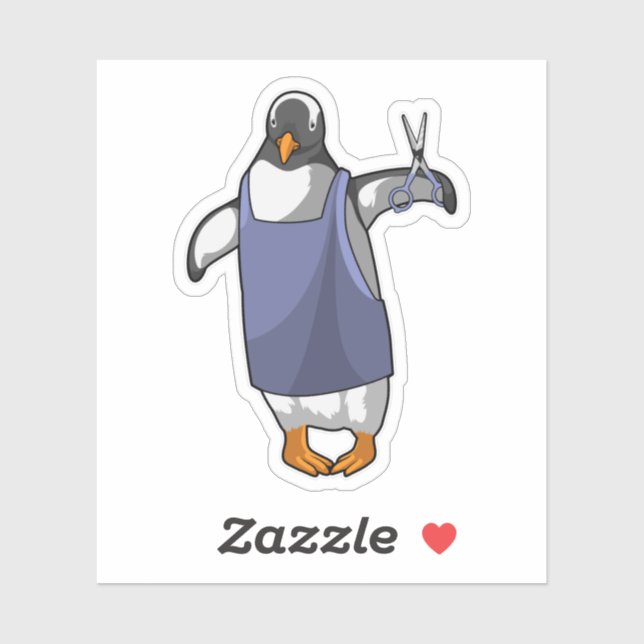 Sticker Penguin coiffeur avec ciseaux (Feuille)