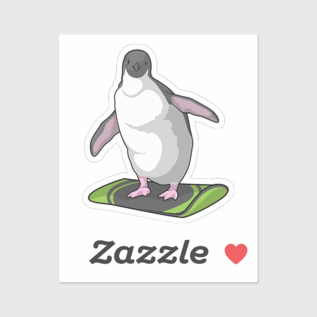 Sticker Penguin en Snowboardeur avec Snowboard (Feuille)