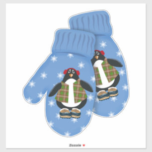 Sticker Penguin Mittens   Noël grand mignon