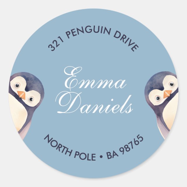 Sticker Penguin Winter Wonderland - Ice Blue (Devant)