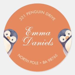 Sticker Penguin Winter Wonderland - Orange Automne