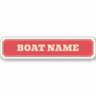 Sticker Péniche Bateau de Canal Nom Rouge Personnalisé