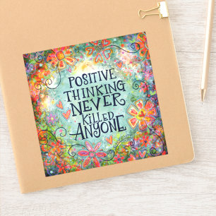 Sticker Pensée Positive Plutôt Floral tendance Inspirivity