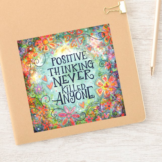 Sticker Pensée Positive Plutôt Floral tendance Inspirivity (Carnet)