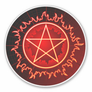 Sticker pentagramme flamboyant de pentagone étoilé en