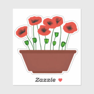 Sticker Pépites rouges dans un planteur en terre cuite