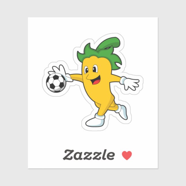 Sticker Pepper Vegan comme joueur de football avec Soccer. (Feuille)