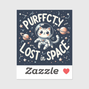 Sticker Perdu pure dans l'espace Cute Cat Astronaut Vinyl