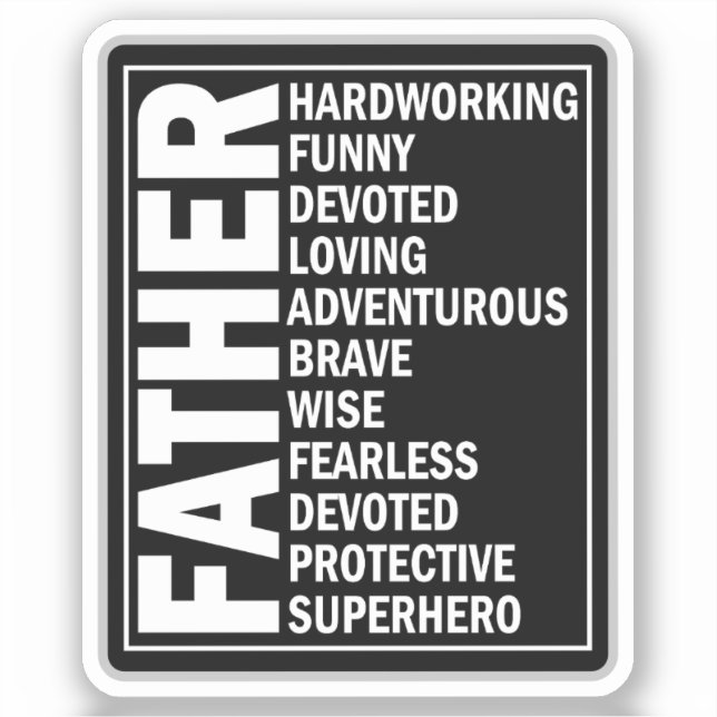 Sticker Père Adjectif Fête des Pères Cool Définition Papa (Recto)