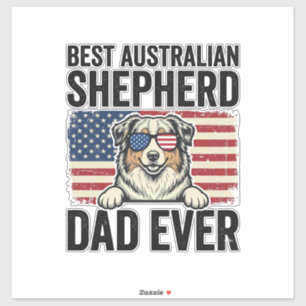 Sticker Père Australian Shepherd Patriotique Vintage
