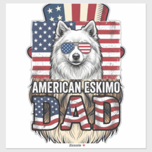 Sticker Père Esquimau Américain Patriotique Vintage Chien