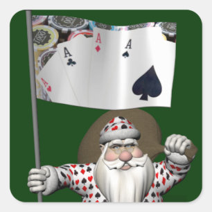 Sticker Père Noël adore jouer au poker