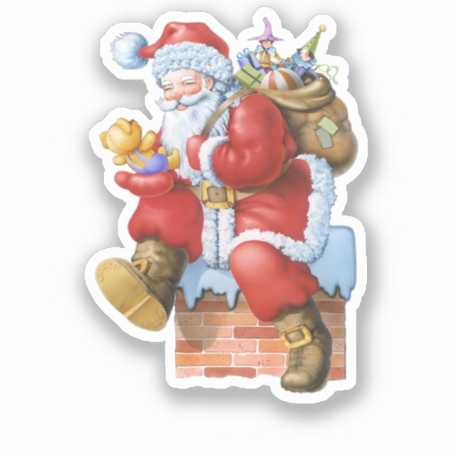 Sticker Père Noël avec cadeaux découpés (Recto)