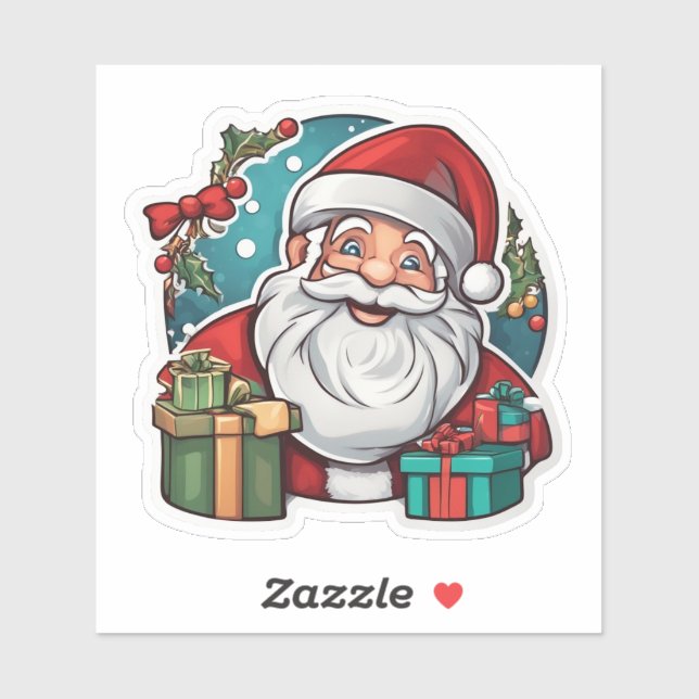 Sticker Père Noël avec des cadeaux (Feuille)
