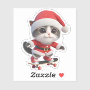 Sticker Père Noël cat arrive en ville