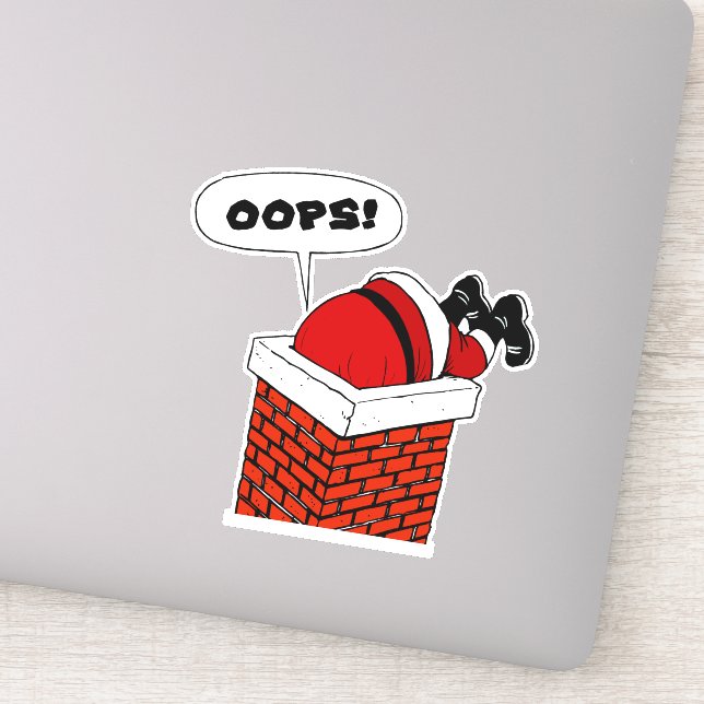Sticker Père Noël coincé dans l'autocollant Chiminey (Détail)