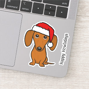 Sticker Père Noël Dachshund Cute Wiener Chien Noël