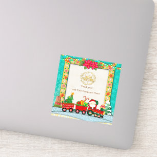 Sticker Père Noël dans un train avec des cadeaux et un arb