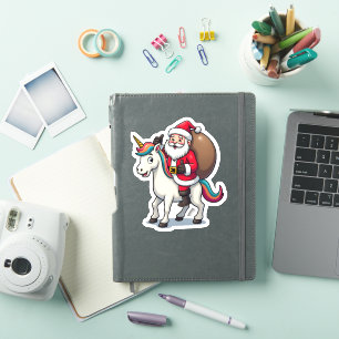 Sticker Père Noël de Noël chevauchant une licorne - Filles