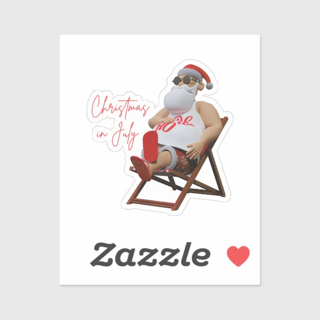 Sticker Père Noël de Noël en juillet (Feuille)