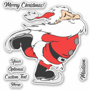 Sticker Père Noël de patinage de texte personnalisé