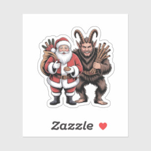 Sticker Père Noël d'horreur drôle et effrayant Krampus Noë