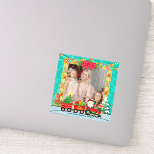 Sticker Père Noël en train, photo de Noël et de fêtes