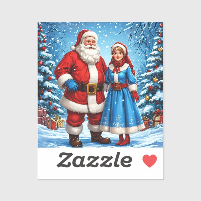 Sticker Père Noël et Snow Maiden (Feuille)