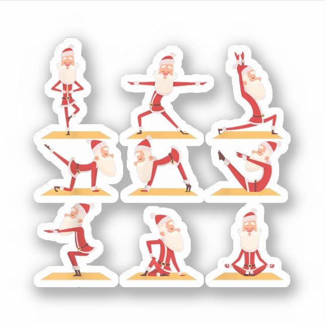 Sticker Père Noël Faire des exercices de yoga Pose Méditat (Devant)