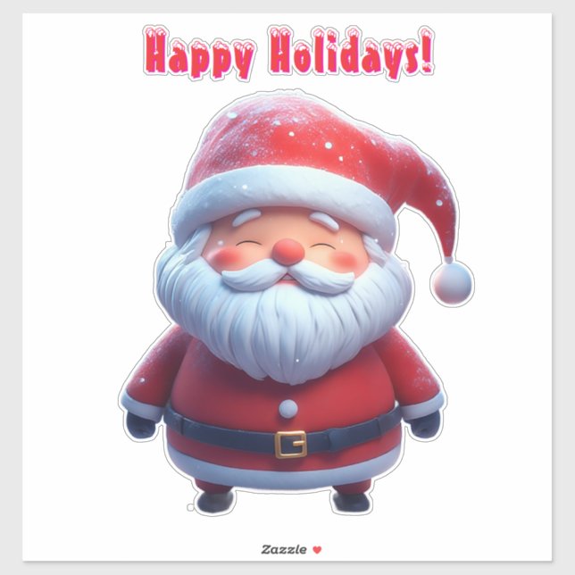 Sticker Père Noël Gai Dans La Forêt Neige (Feuille)