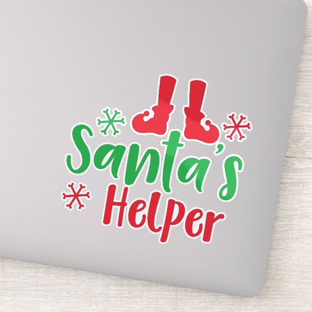 Sticker Père Noël Helper, Chaussures Elf, Snowflakes, Noël (Détail)