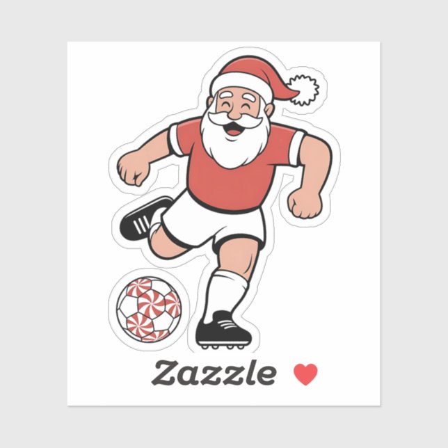 Sticker Père Noël Jouer au football Joueur de Noël Sport (Feuille)
