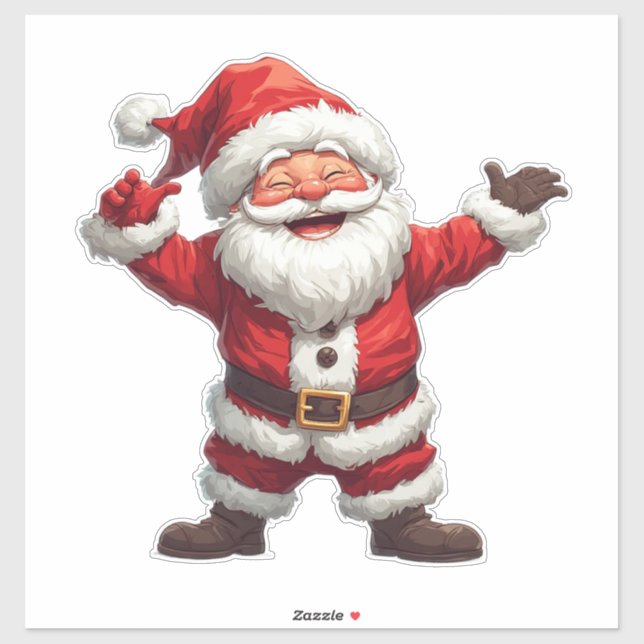 Sticker Père Noël joyeux décoration de vacances de Noël Fa (Feuille)