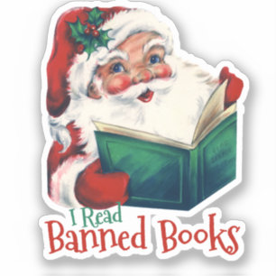 Sticker Père Noël Lit Les Livres Interdits