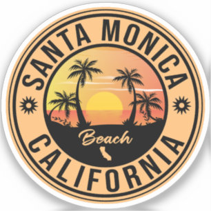 Sticker Père Noël Monica California Sunset Vacances Souven