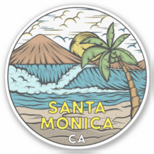 Sticker Père Noël Monica Californie Vintage