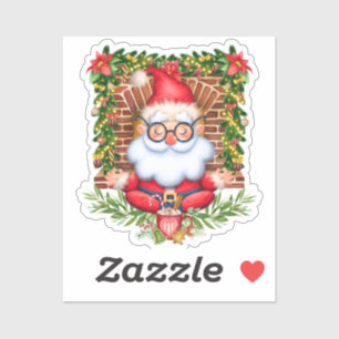 Sticker Père Noël Namaste Yoga Pose Noël Vinyl