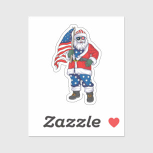 Sticker Père Noël patriotique Noël américain 4 juillet San